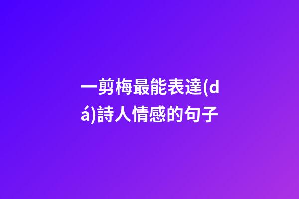 一剪梅最能表達(dá)詩人情感的句子