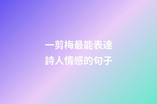 一剪梅最能表達詩人情感的句子