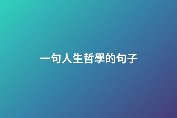 一句人生哲學的句子