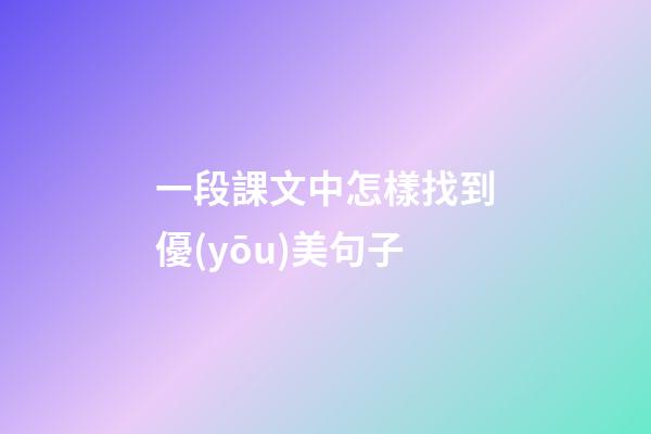 一段課文中怎樣找到優(yōu)美句子
