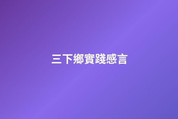 三下鄉實踐感言