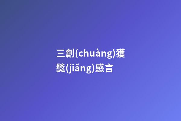 三創(chuàng)獲獎(jiǎng)感言
