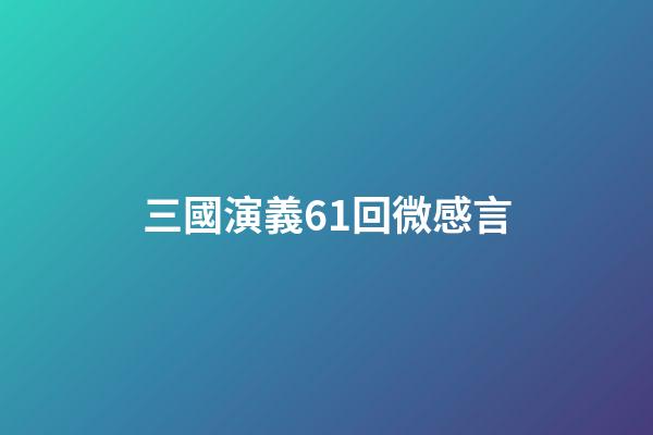 三國演義61回微感言