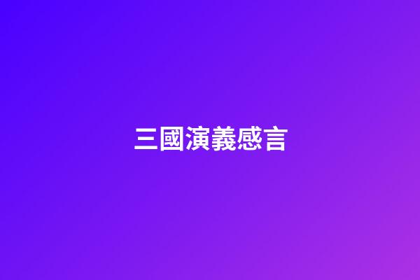 三國演義感言