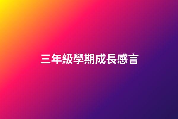 三年級學期成長感言