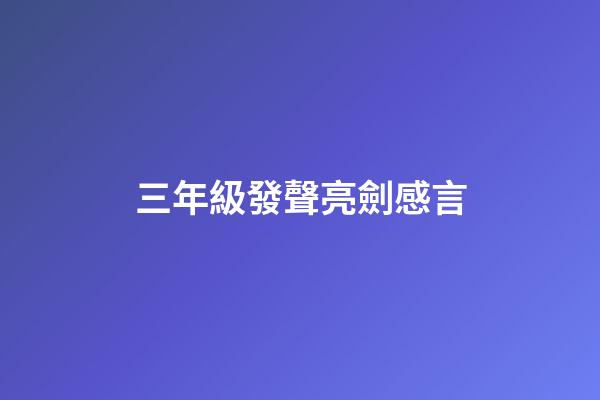 三年級發聲亮劍感言