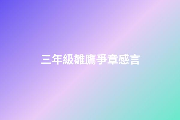 三年級雛鷹爭章感言