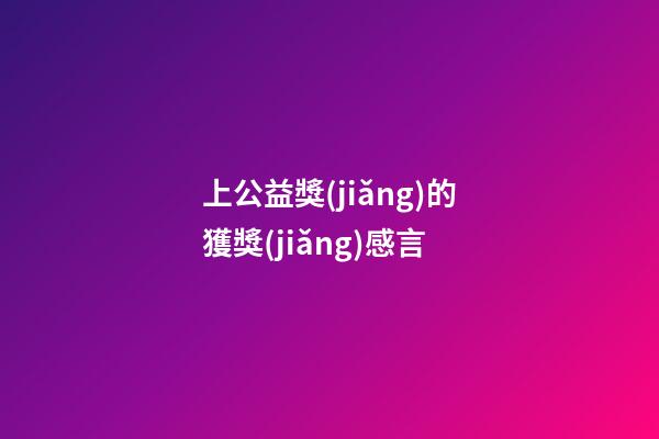 上公益獎(jiǎng)的獲獎(jiǎng)感言