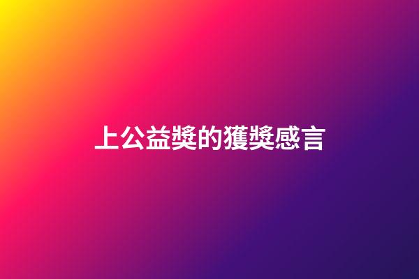上公益獎的獲獎感言