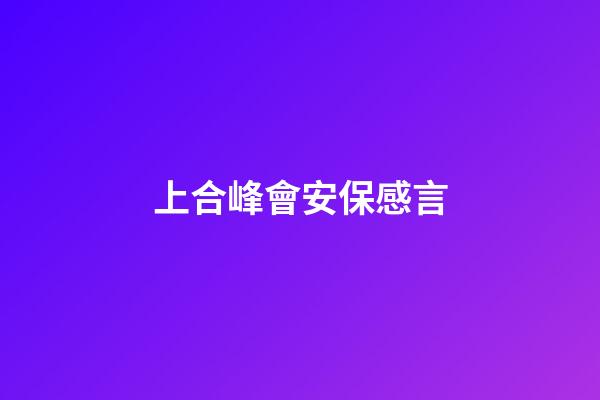 上合峰會安保感言
