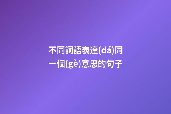 不同詞語表達(dá)同一個(gè)意思的句子