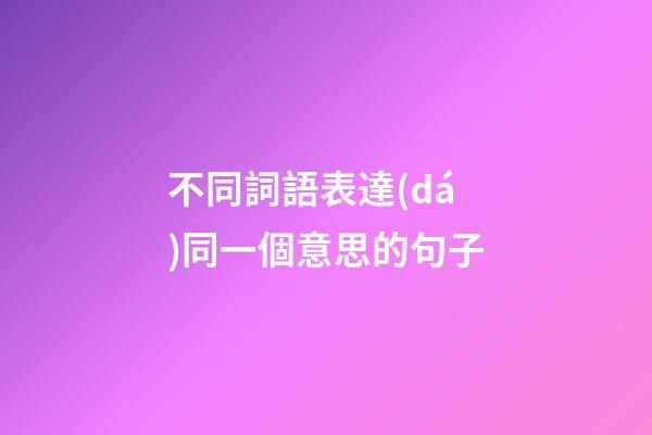 不同詞語表達(dá)同一個意思的句子