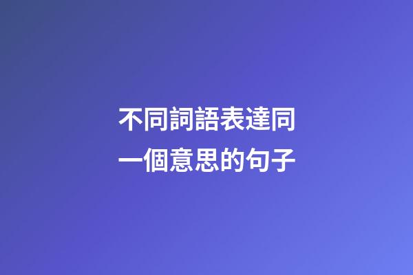 不同詞語表達同一個意思的句子