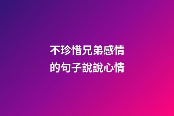 不珍惜兄弟感情的句子說說心情
