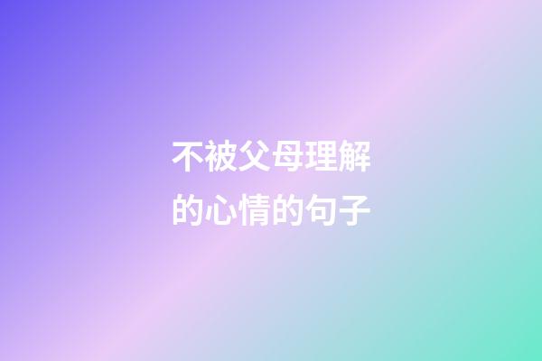 不被父母理解的心情的句子