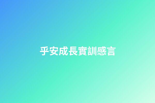 乎安成長實訓感言