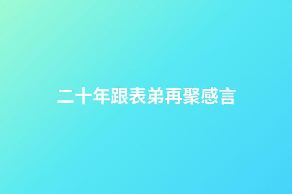 二十年跟表弟再聚感言