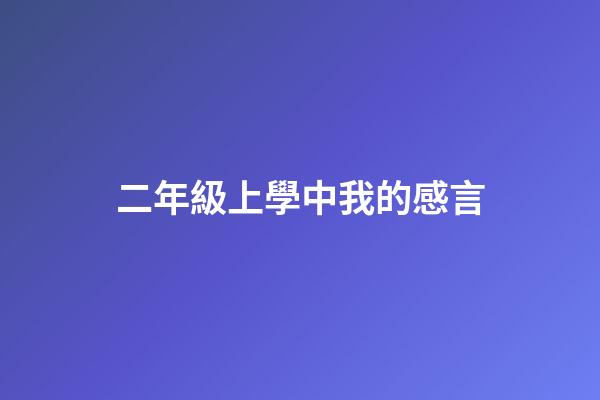 二年級上學中我的感言