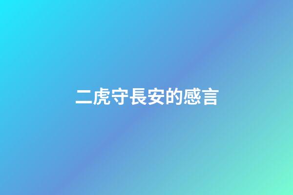 二虎守長安的感言