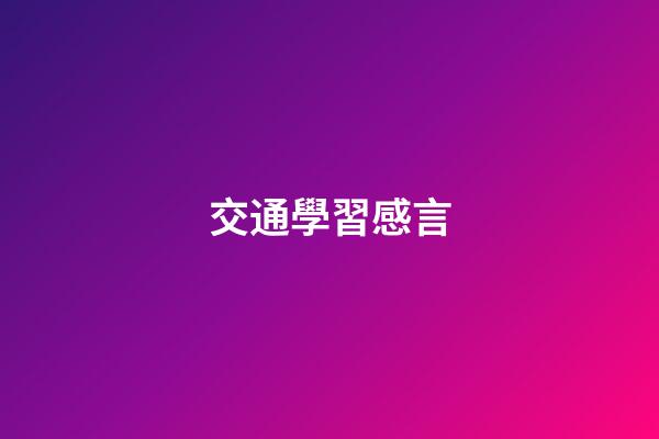 交通學習感言