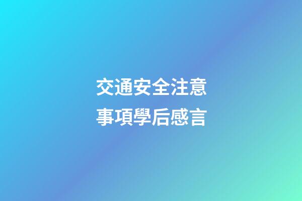 交通安全注意事項學后感言