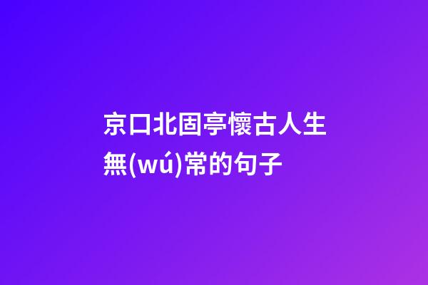 京口北固亭懷古人生無(wú)常的句子