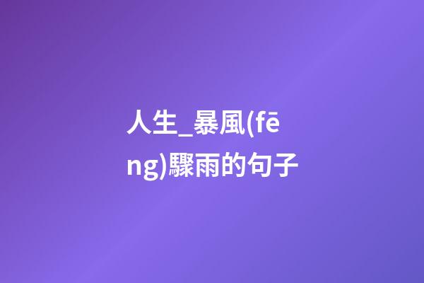 人生_暴風(fēng)驟雨的句子