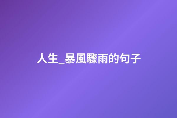 人生_暴風驟雨的句子