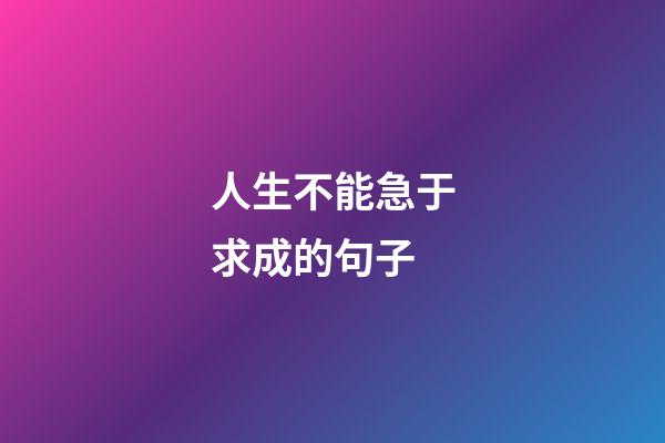 人生不能急于求成的句子