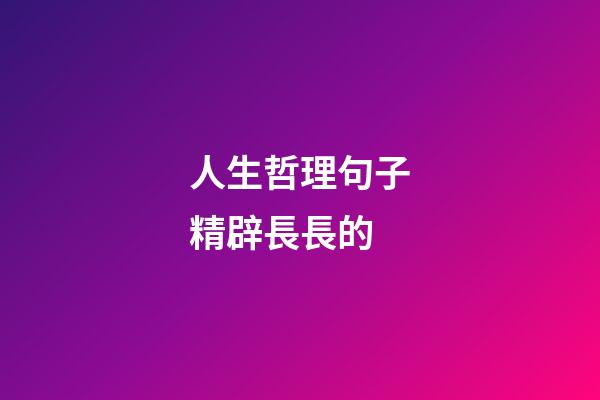 人生哲理句子精辟長長的