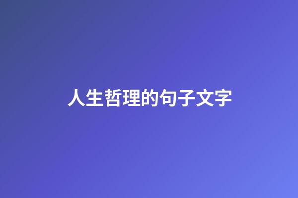 人生哲理的句子文字