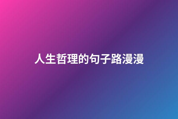 人生哲理的句子路漫漫