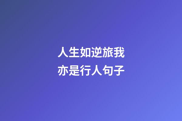人生如逆旅我亦是行人句子