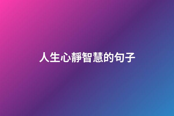 人生心靜智慧的句子