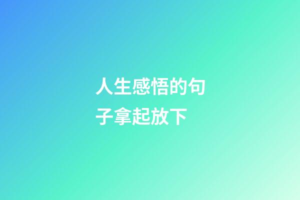 人生感悟的句子拿起放下