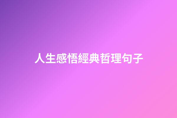 人生感悟經典哲理句子