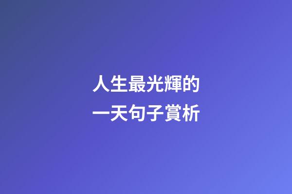 人生最光輝的一天句子賞析