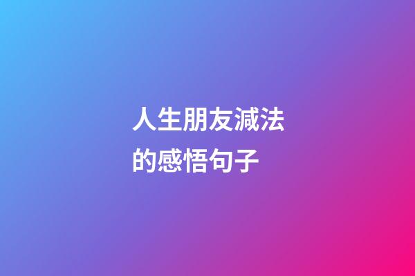 人生朋友減法的感悟句子