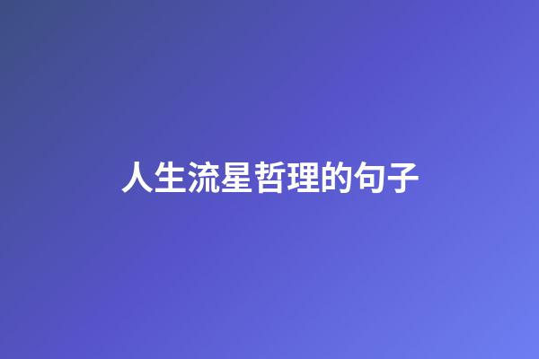 人生流星哲理的句子