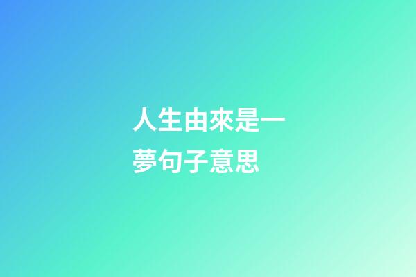 人生由來是一夢句子意思