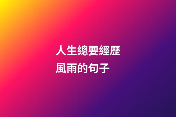 人生總要經歷風雨的句子