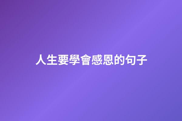 人生要學會感恩的句子