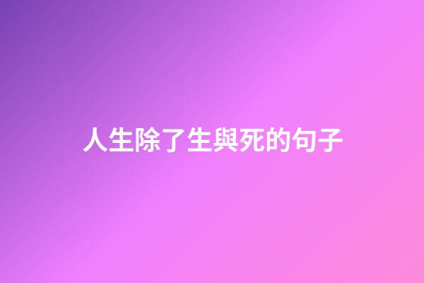 人生除了生與死的句子