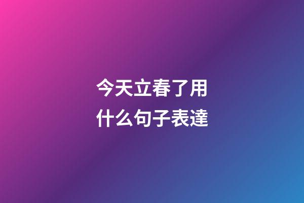 今天立春了用什么句子表達