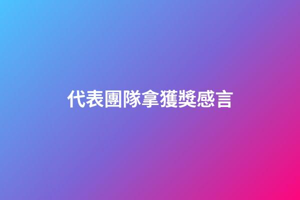 代表團隊拿獲獎感言