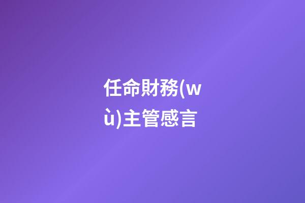 任命財務(wù)主管感言