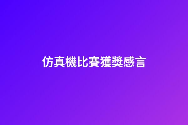 仿真機比賽獲獎感言
