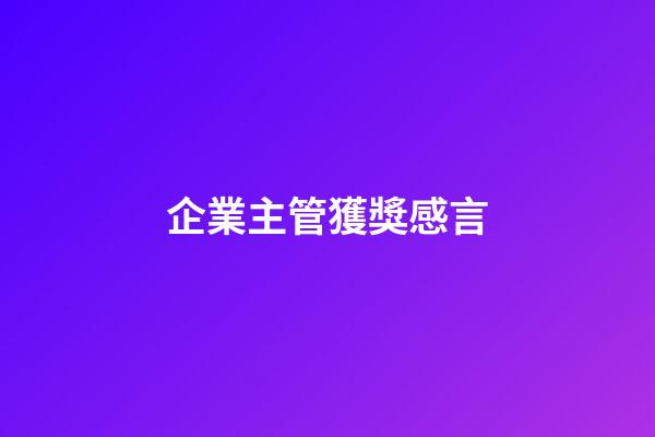 企業主管獲獎感言