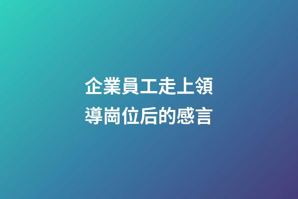 企業員工走上領導崗位后的感言
