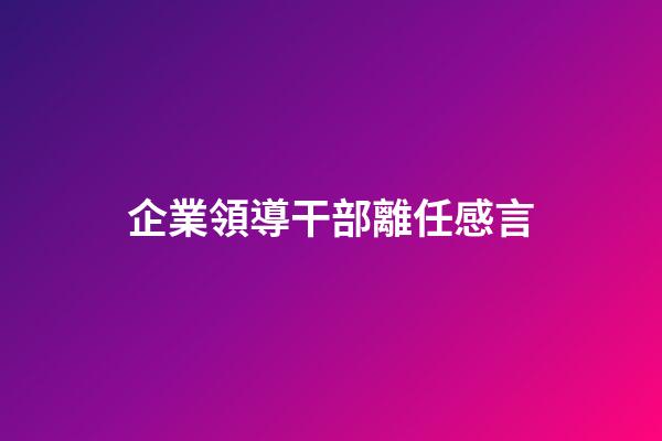 企業領導干部離任感言